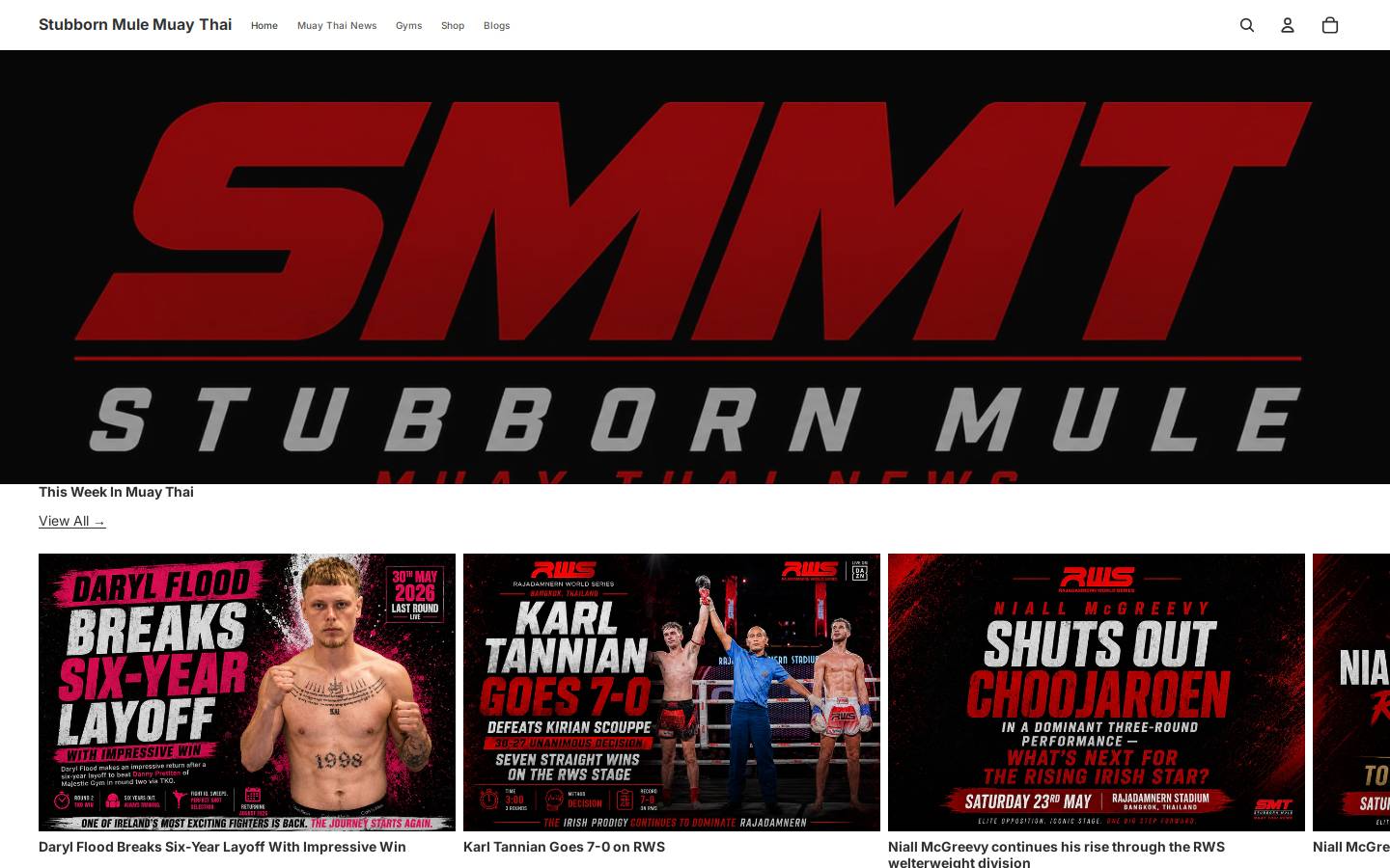 stubbornmulemuaythai.com homepage screenshot