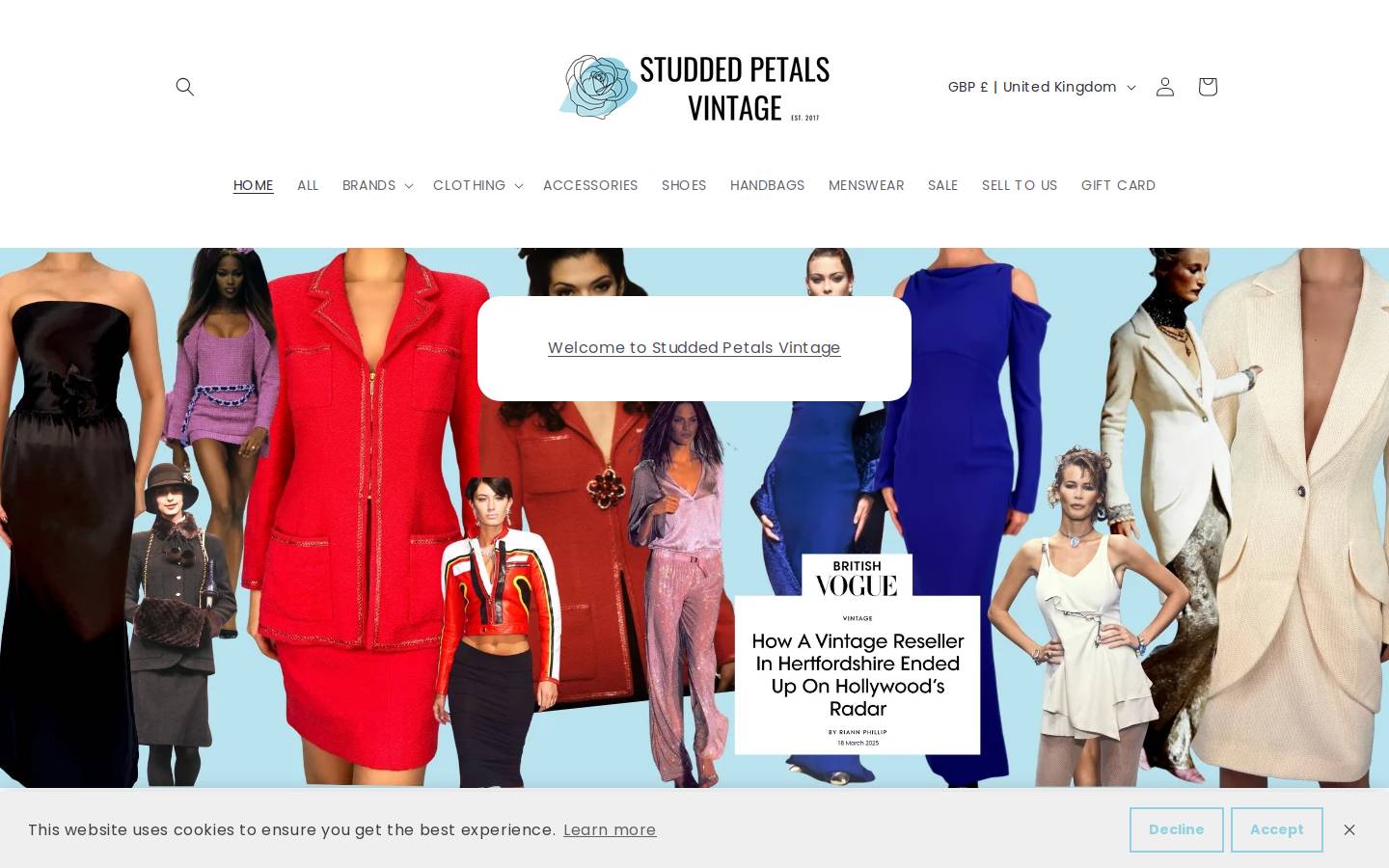 studdedpetals.com homepage screenshot