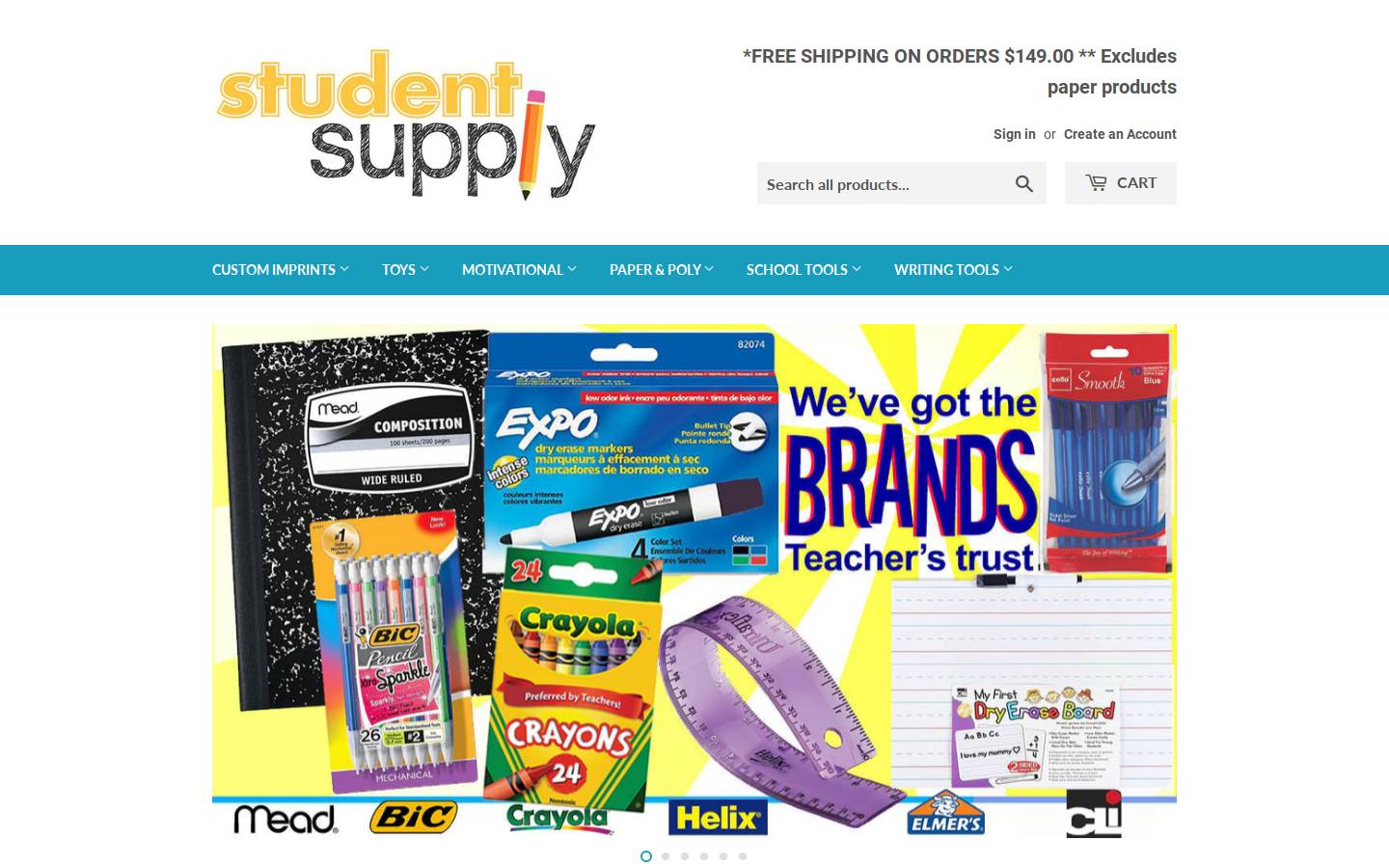 Student Supply homepage screenshot
