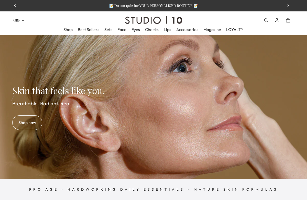 studio10beauty.com homepage screenshot