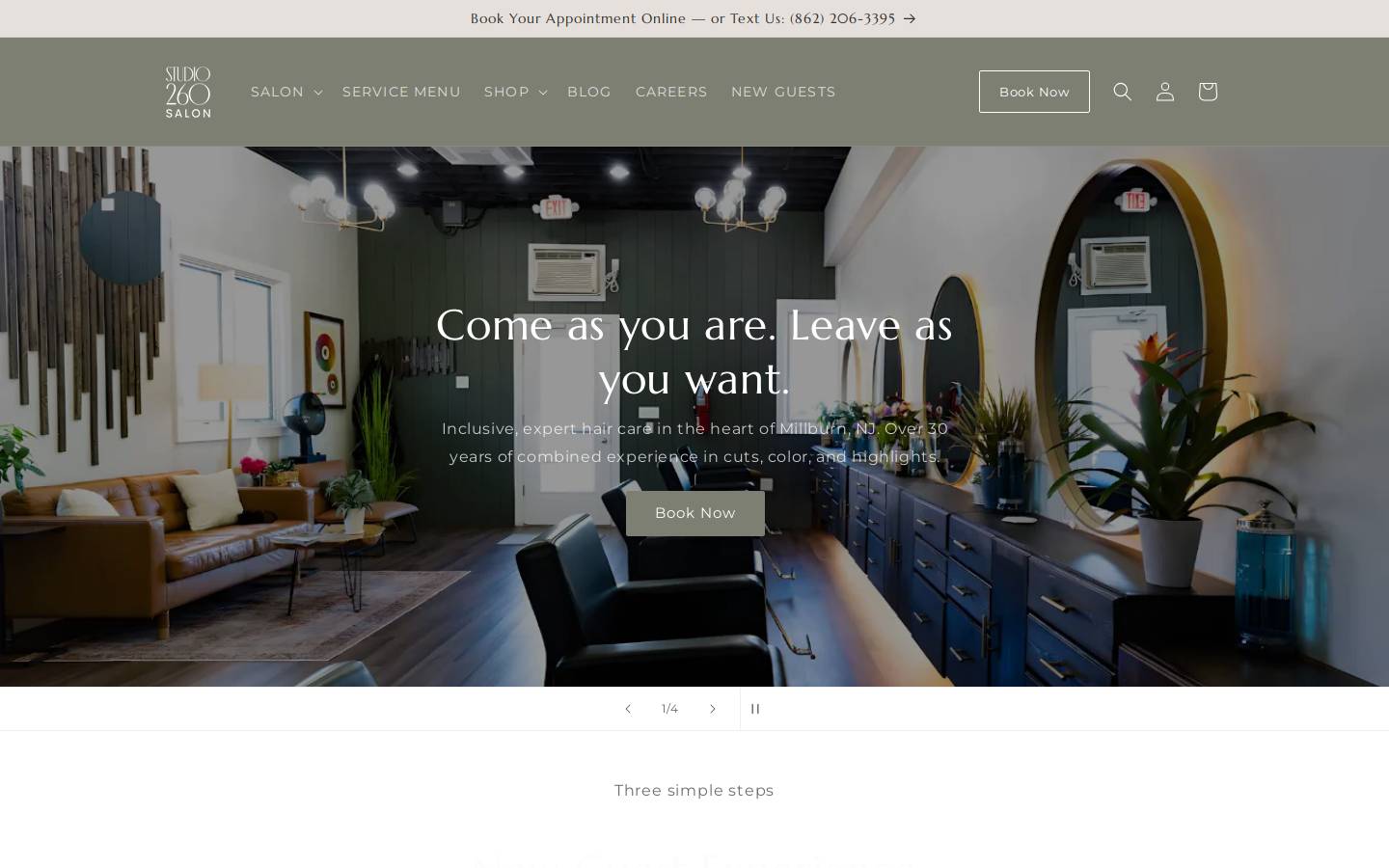 studio260salon.com homepage screenshot