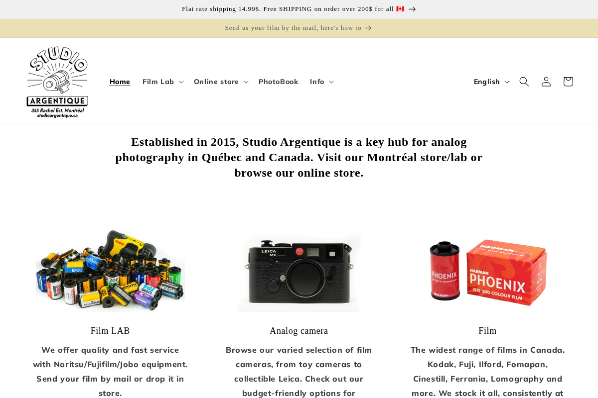 Studio Argentique homepage screenshot