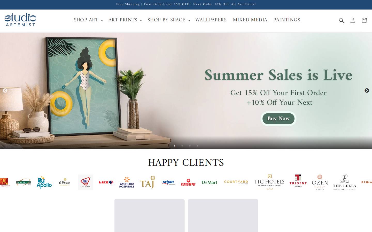studioartemist.com homepage screenshot