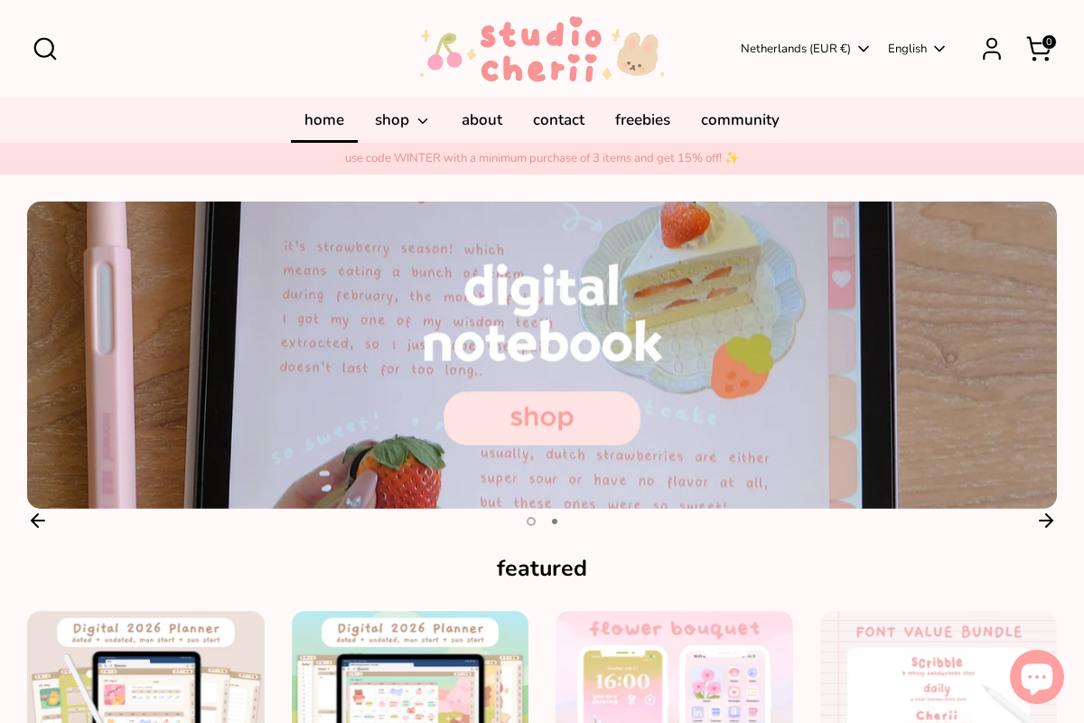 StudioCherii homepage screenshot