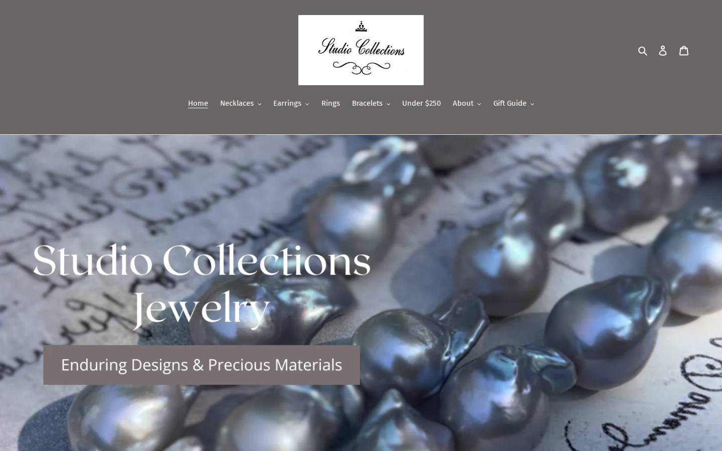 studiocollectionsjewelry.com homepage screenshot