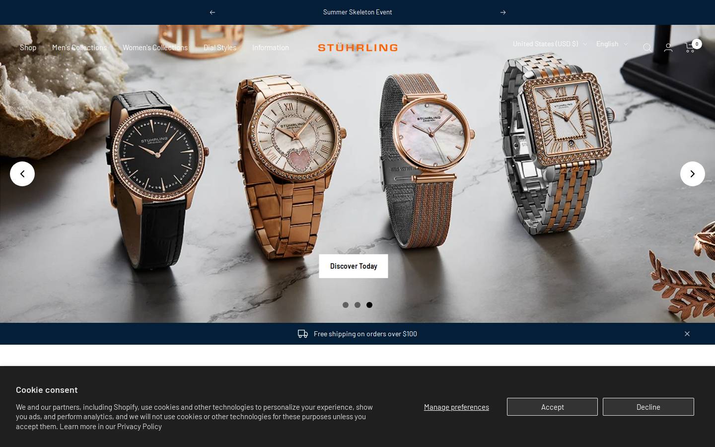 Stührling Original homepage screenshot