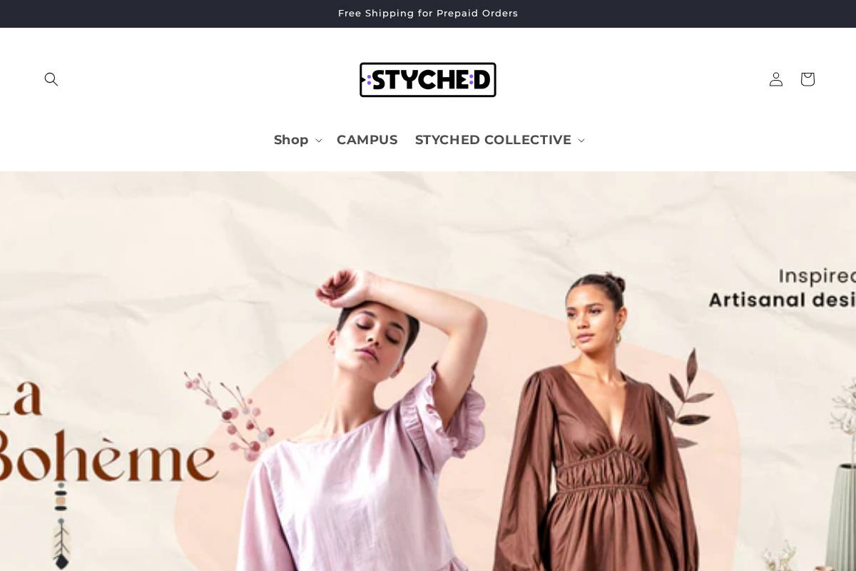 styched.in homepage screenshot