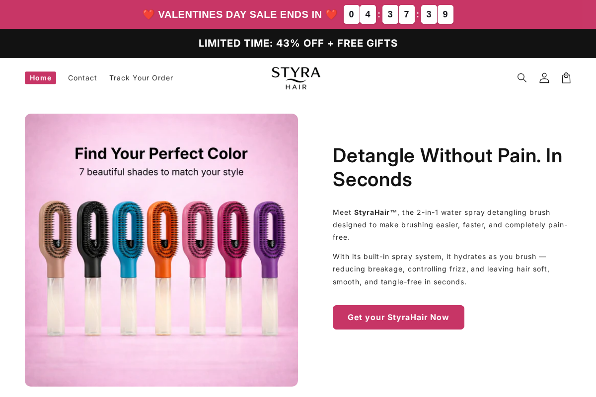 StyraHair homepage screenshot