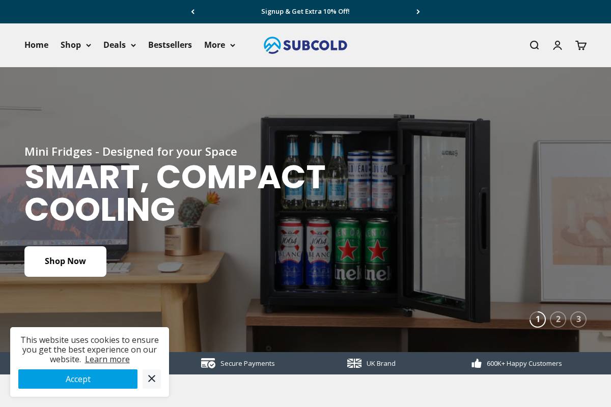 Subcold homepage screenshot