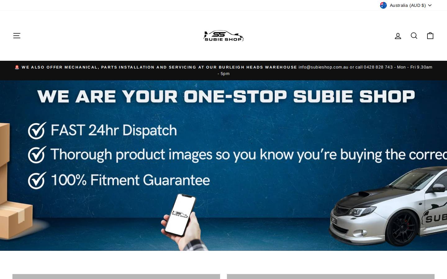 subieshop.com.au homepage screenshot