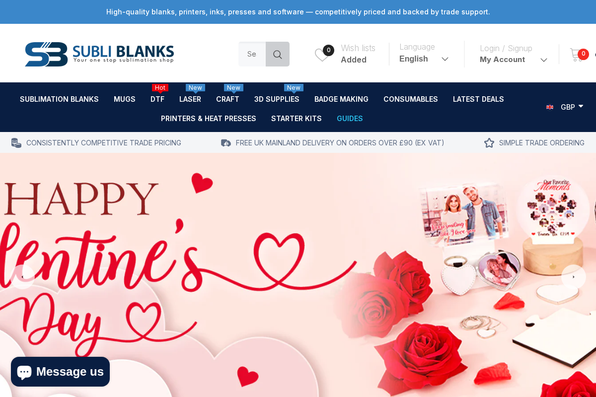 Subli Blanks Limited homepage screenshot