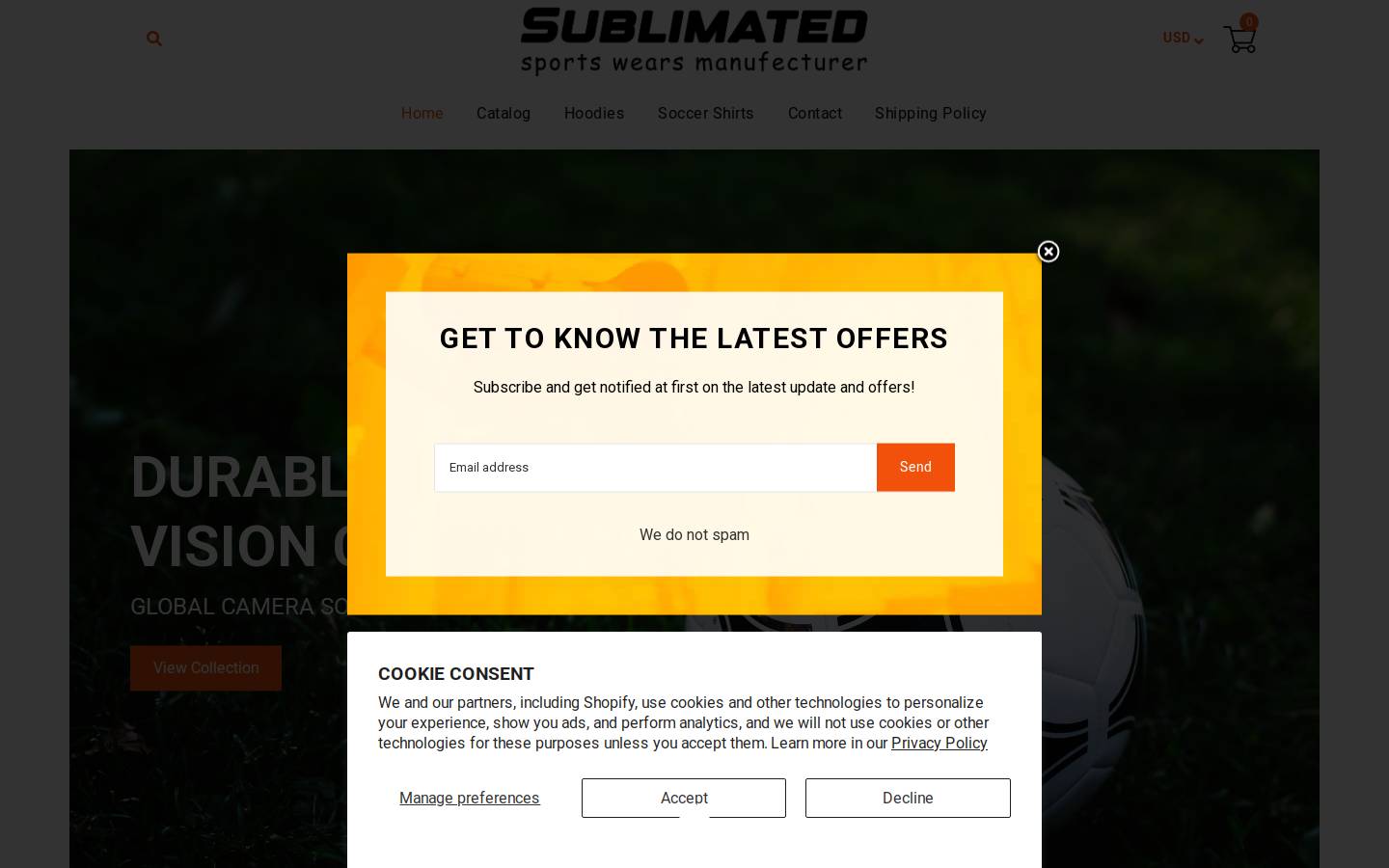 sublimatedsportswear.co homepage screenshot