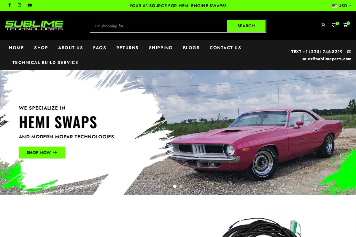sublimeparts.com homepage screenshot