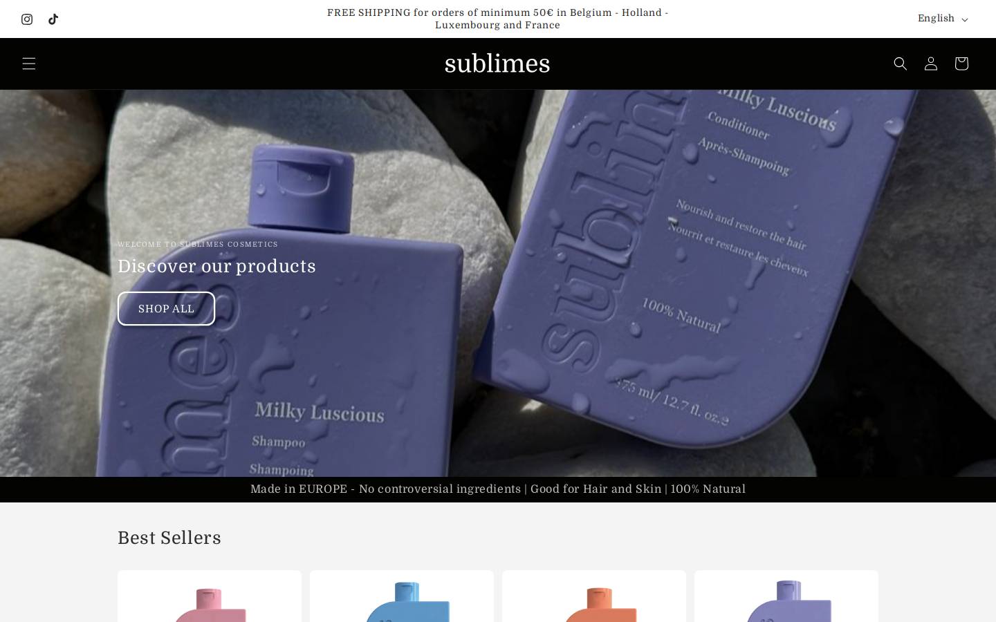 sublimescosmetics.com homepage screenshot