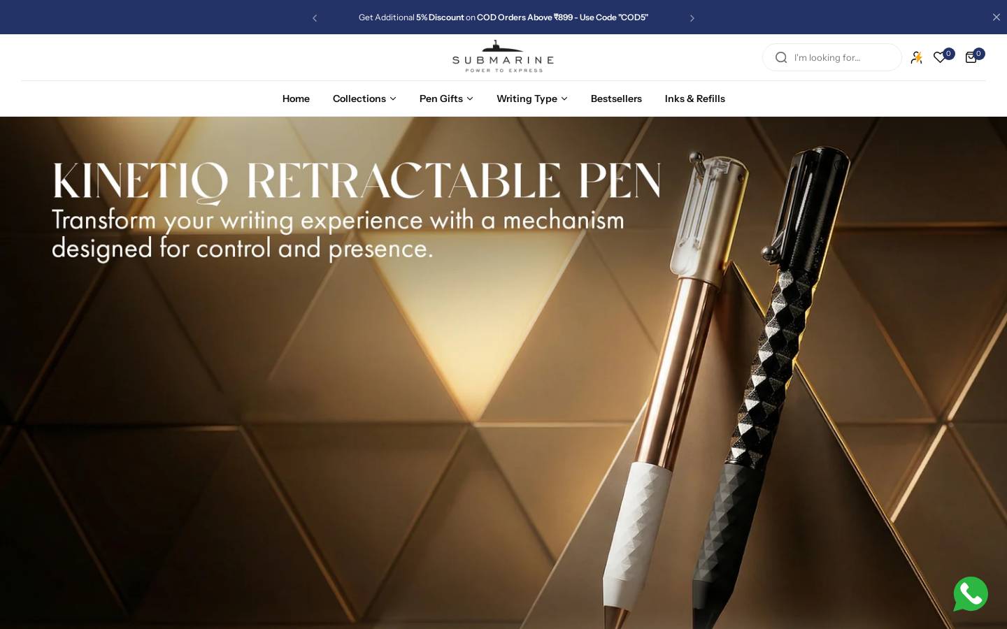 submarinepens.com homepage screenshot