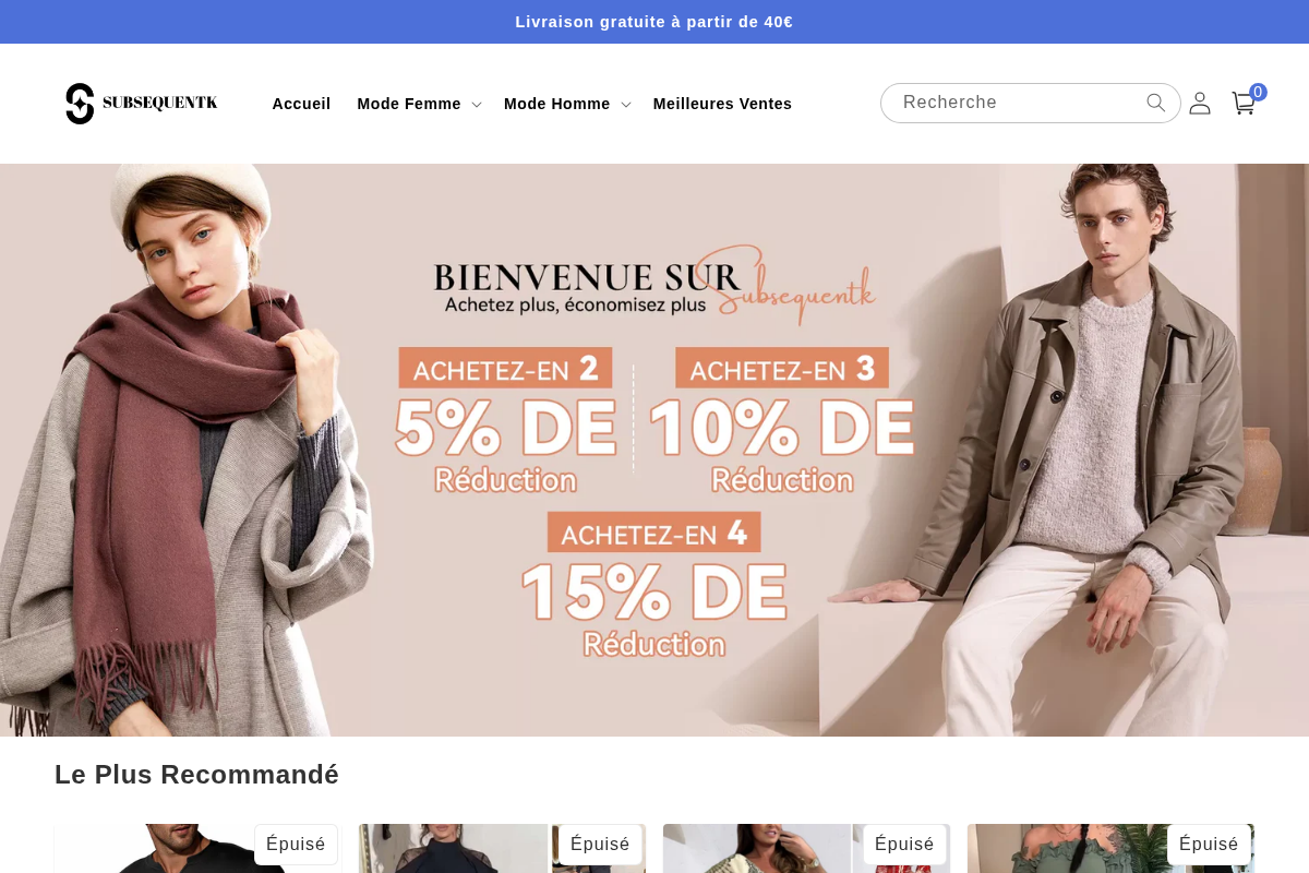 Subsequentk homepage screenshot