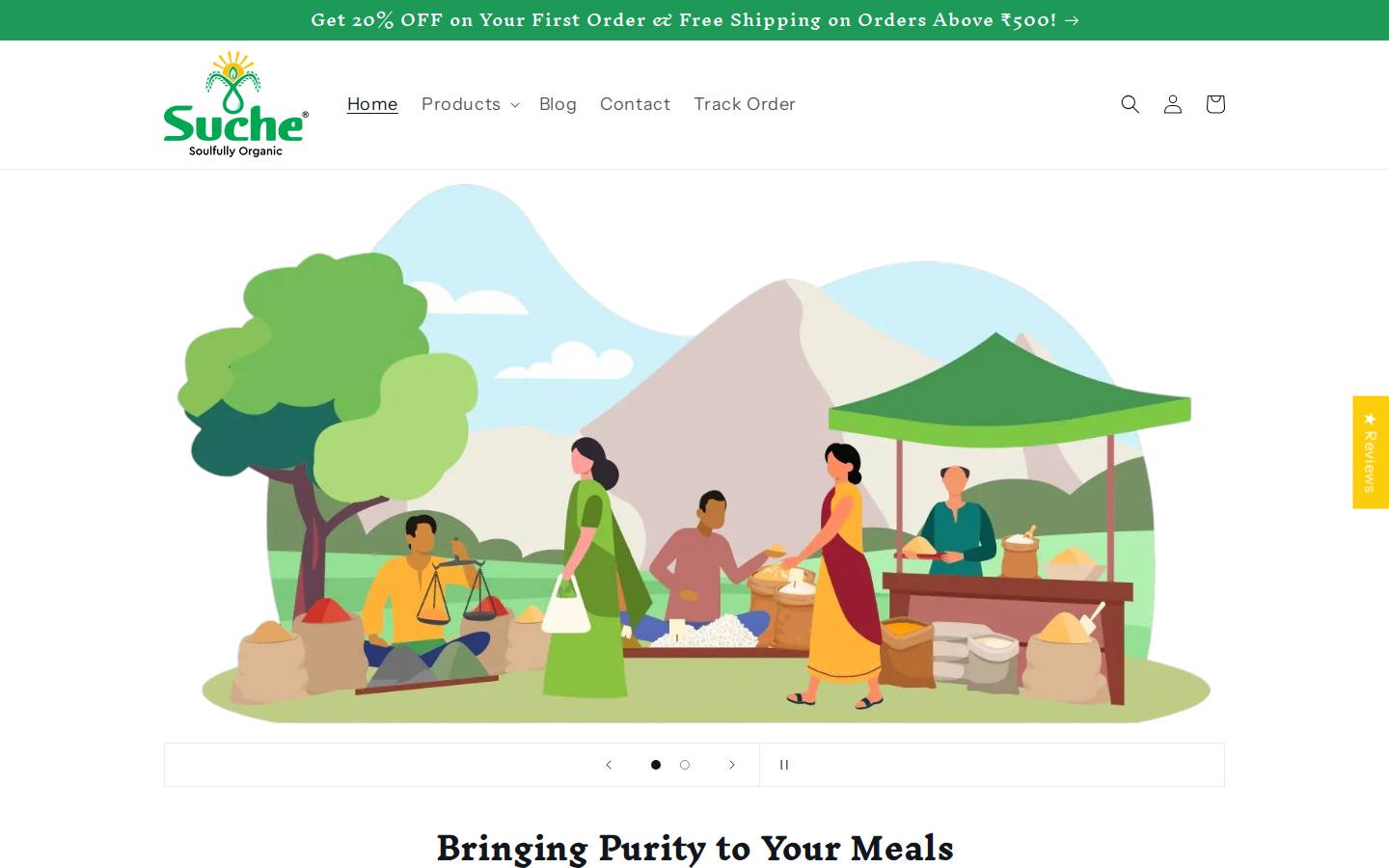 sucheorganic.com homepage screenshot