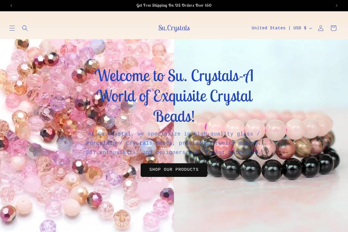 sucrystals.com homepage screenshot