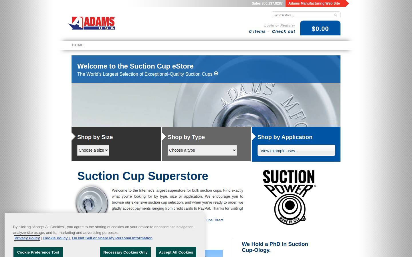 suctioncups.com homepage screenshot