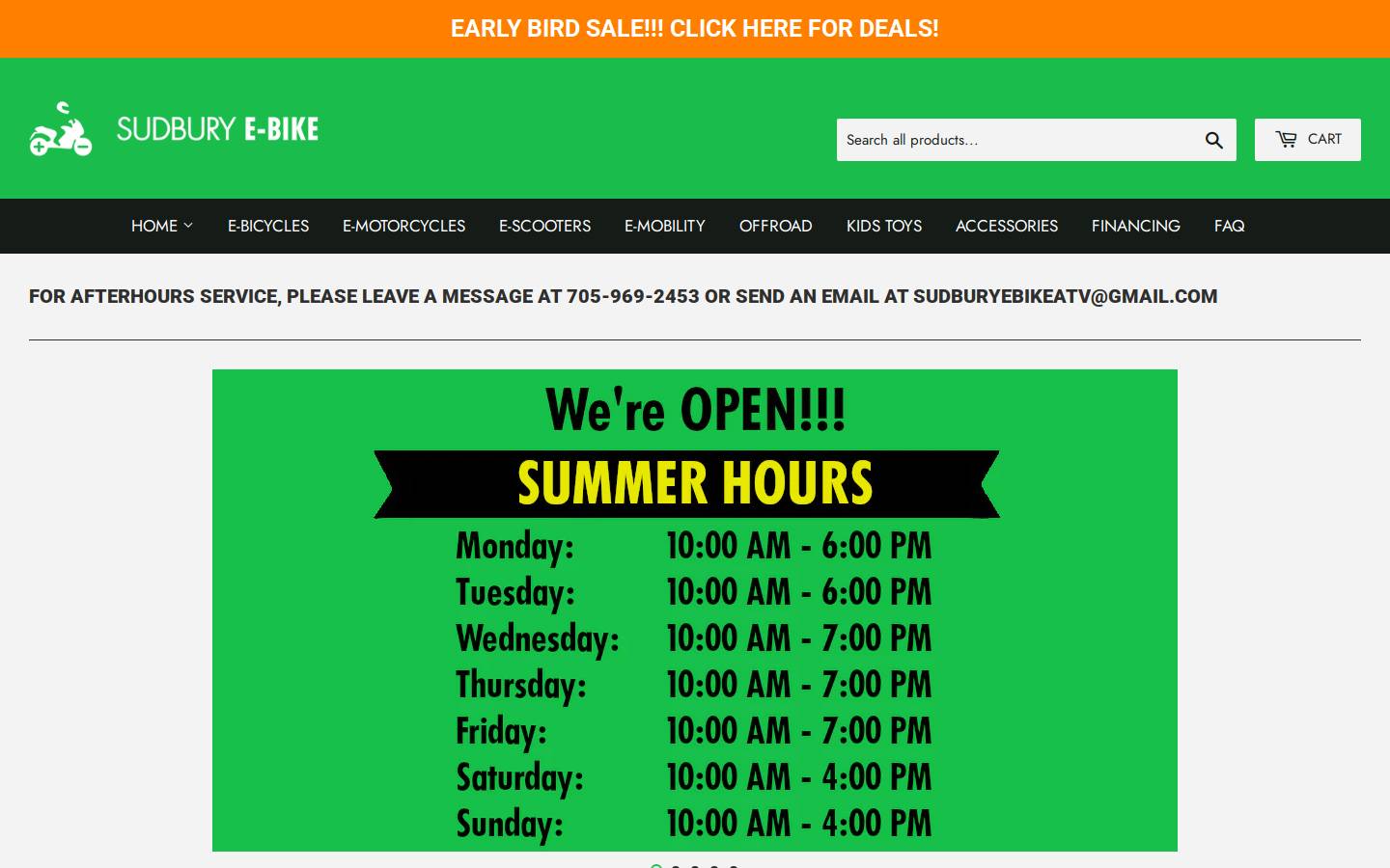 sudburyebikes.com homepage screenshot
