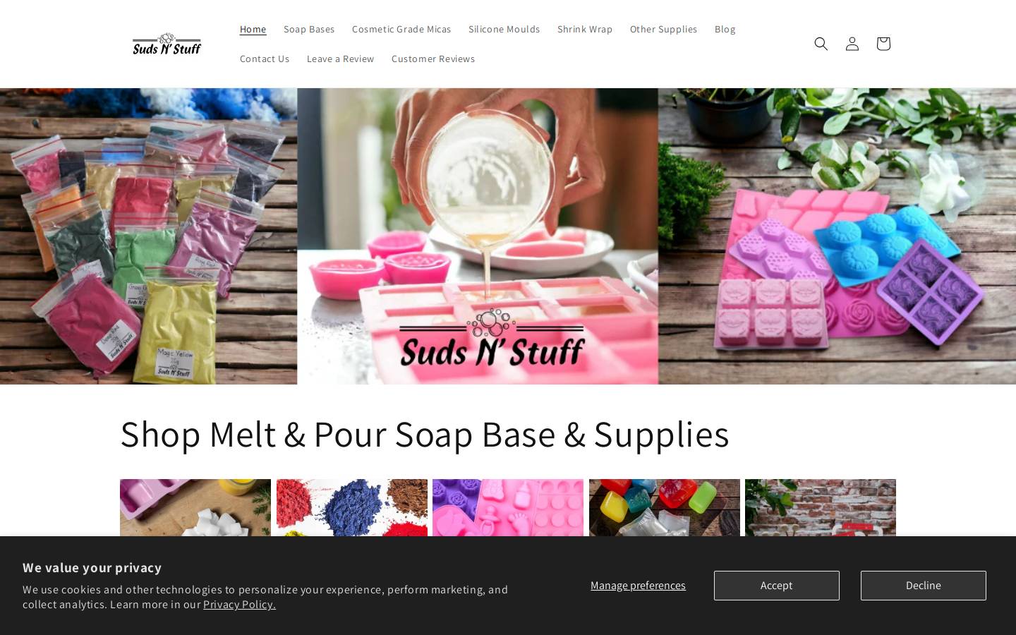 sudsnstuff.com.au homepage screenshot