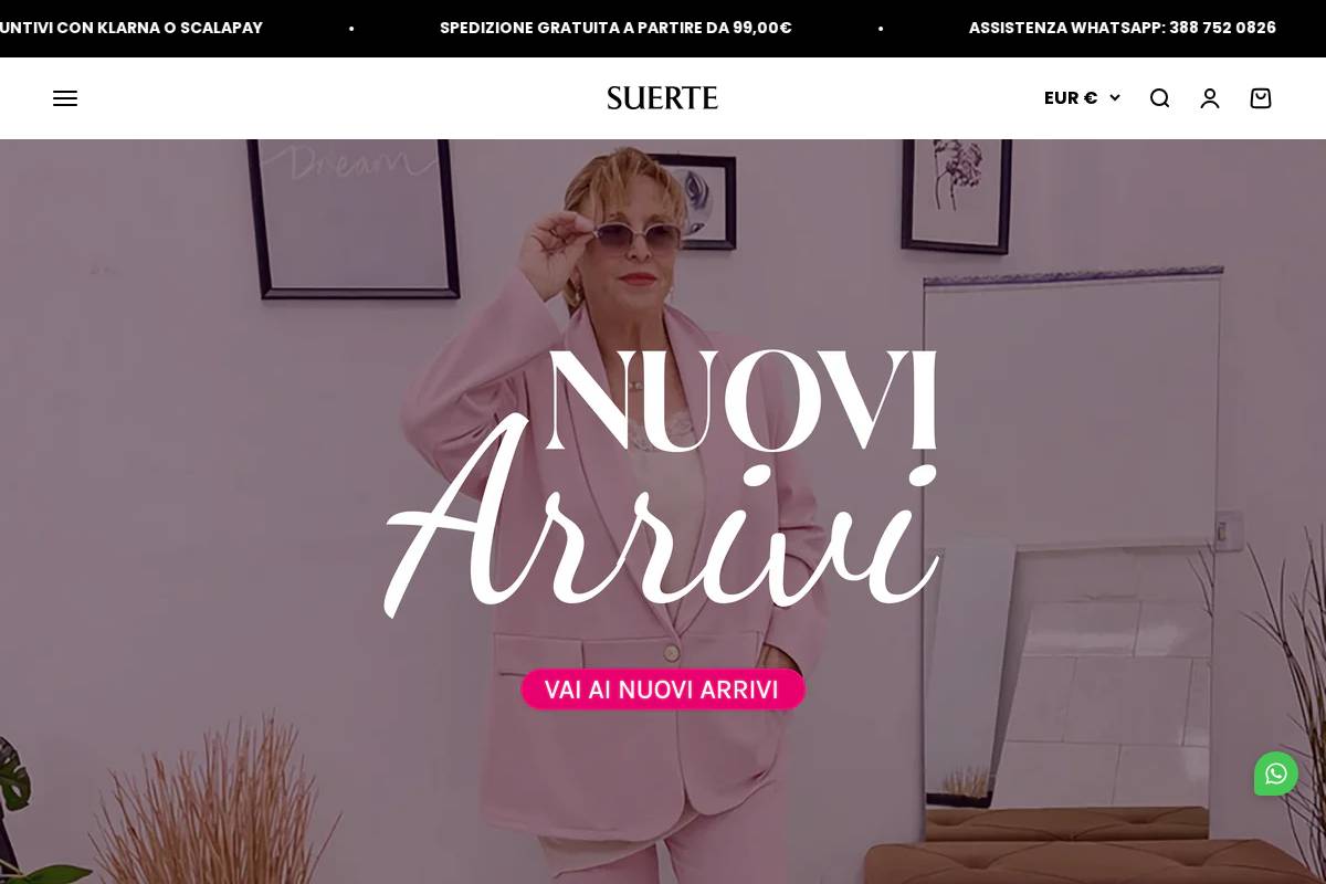 Suerte Couture homepage screenshot
