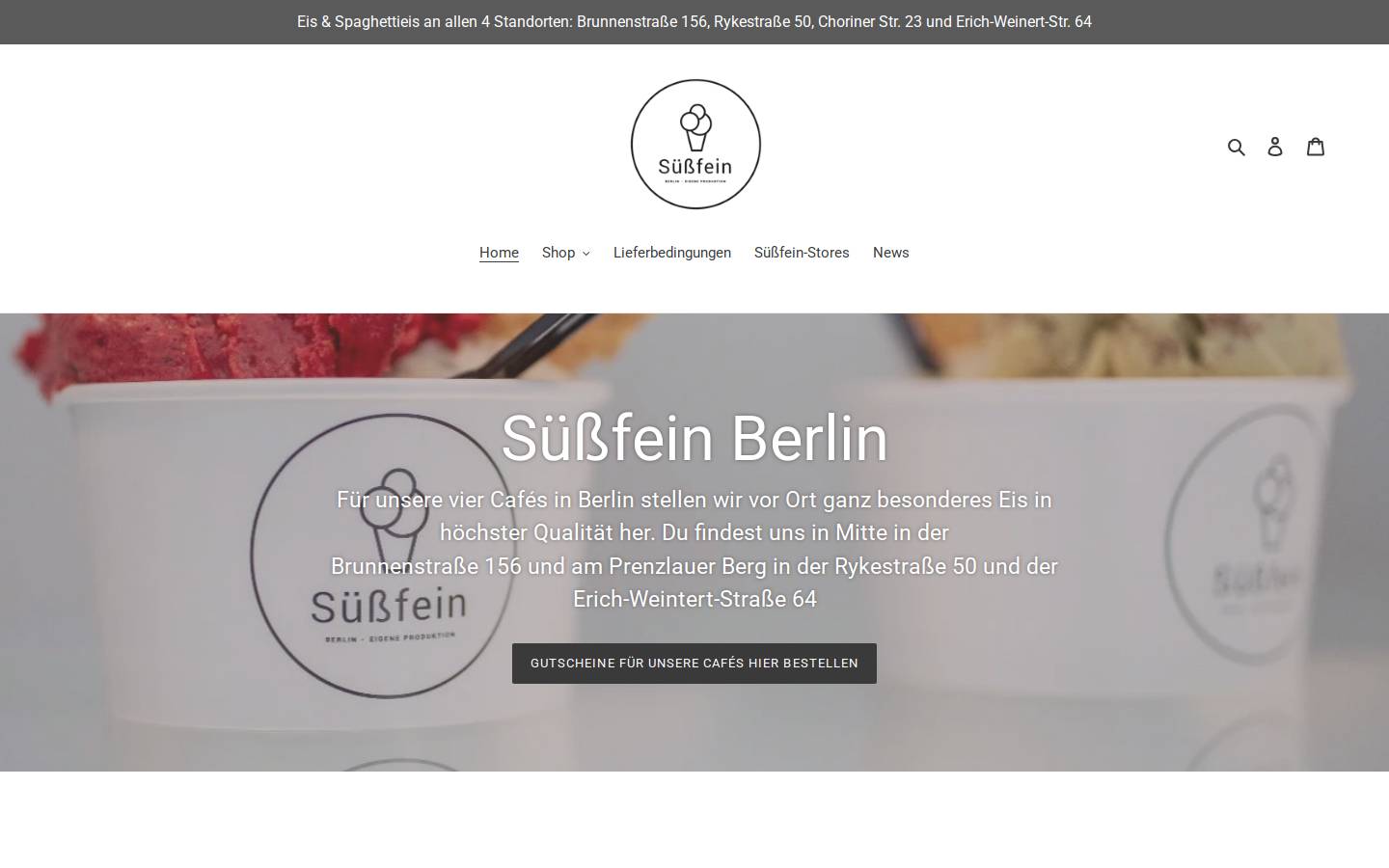 suessfein-berlin.de homepage screenshot