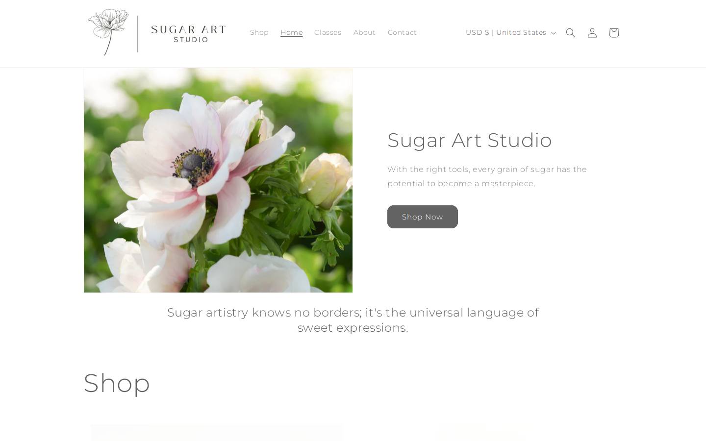 sugarartstudio.com homepage screenshot
