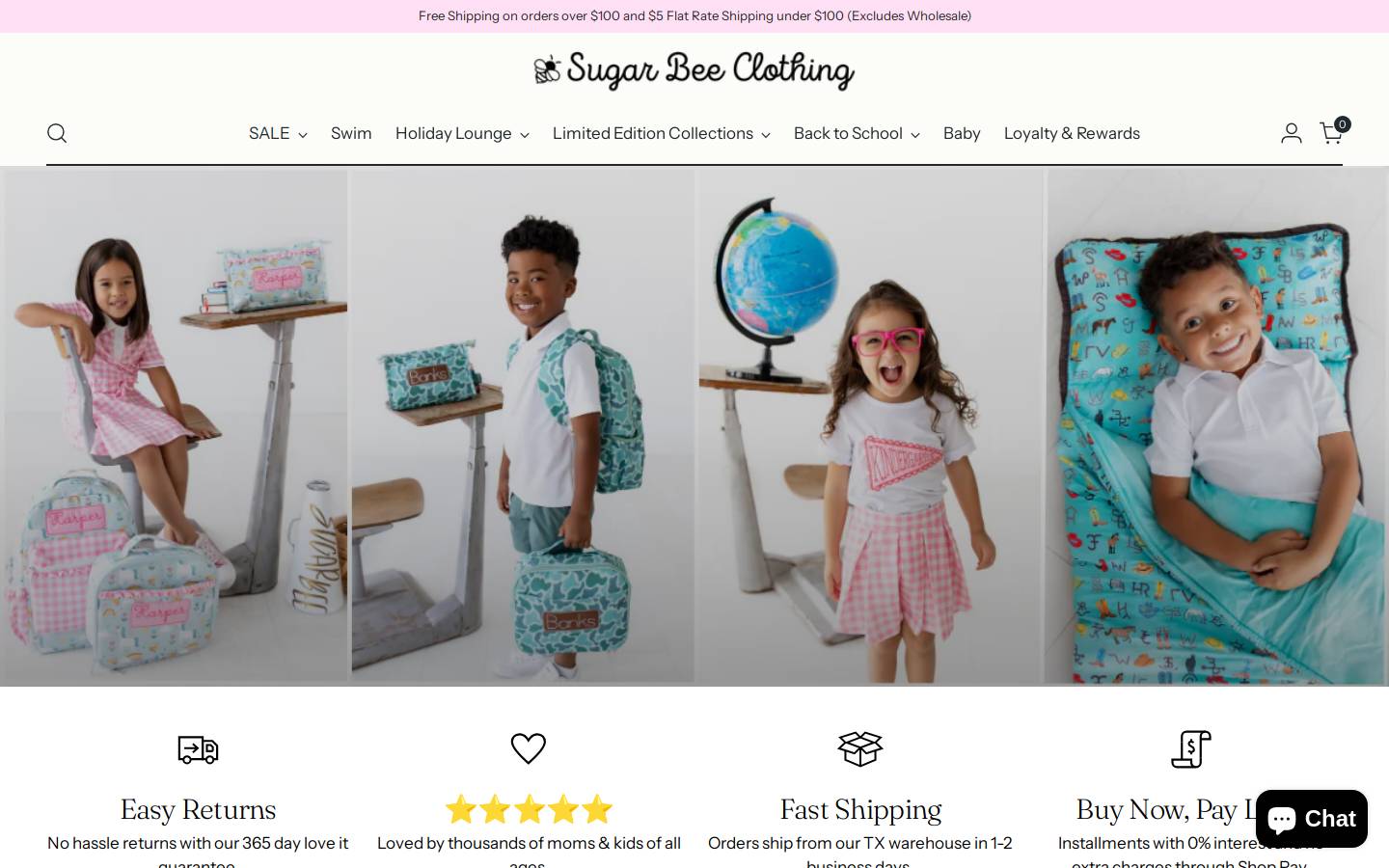 sugarbeeclothing.com homepage screenshot