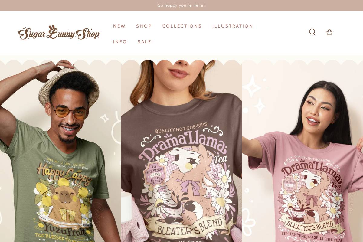 sugarbunnyshop.com homepage screenshot