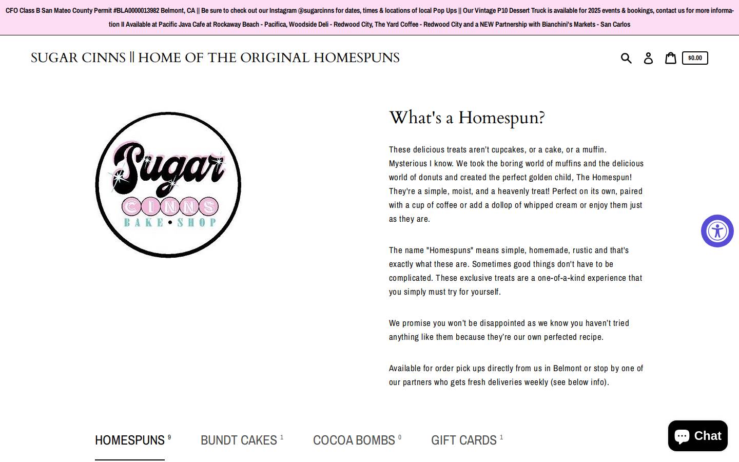 sugarcinns.com homepage screenshot