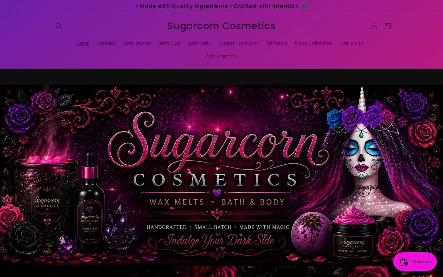 sugarcorncosmetics.com homepage screenshot