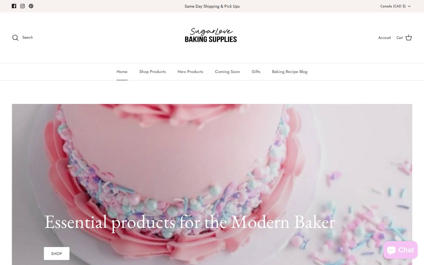 sugarlovebakingsupplies.ca homepage screenshot