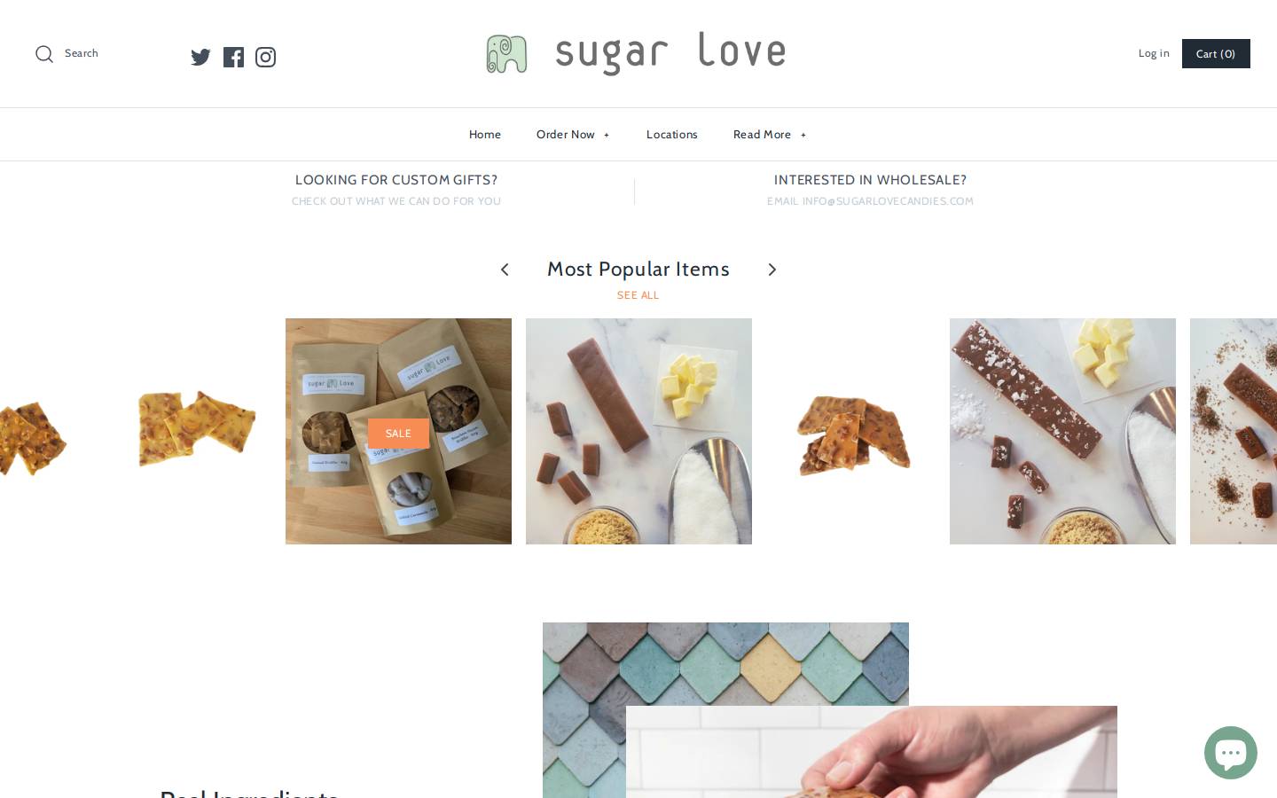 sugarlovechocolates.com homepage screenshot