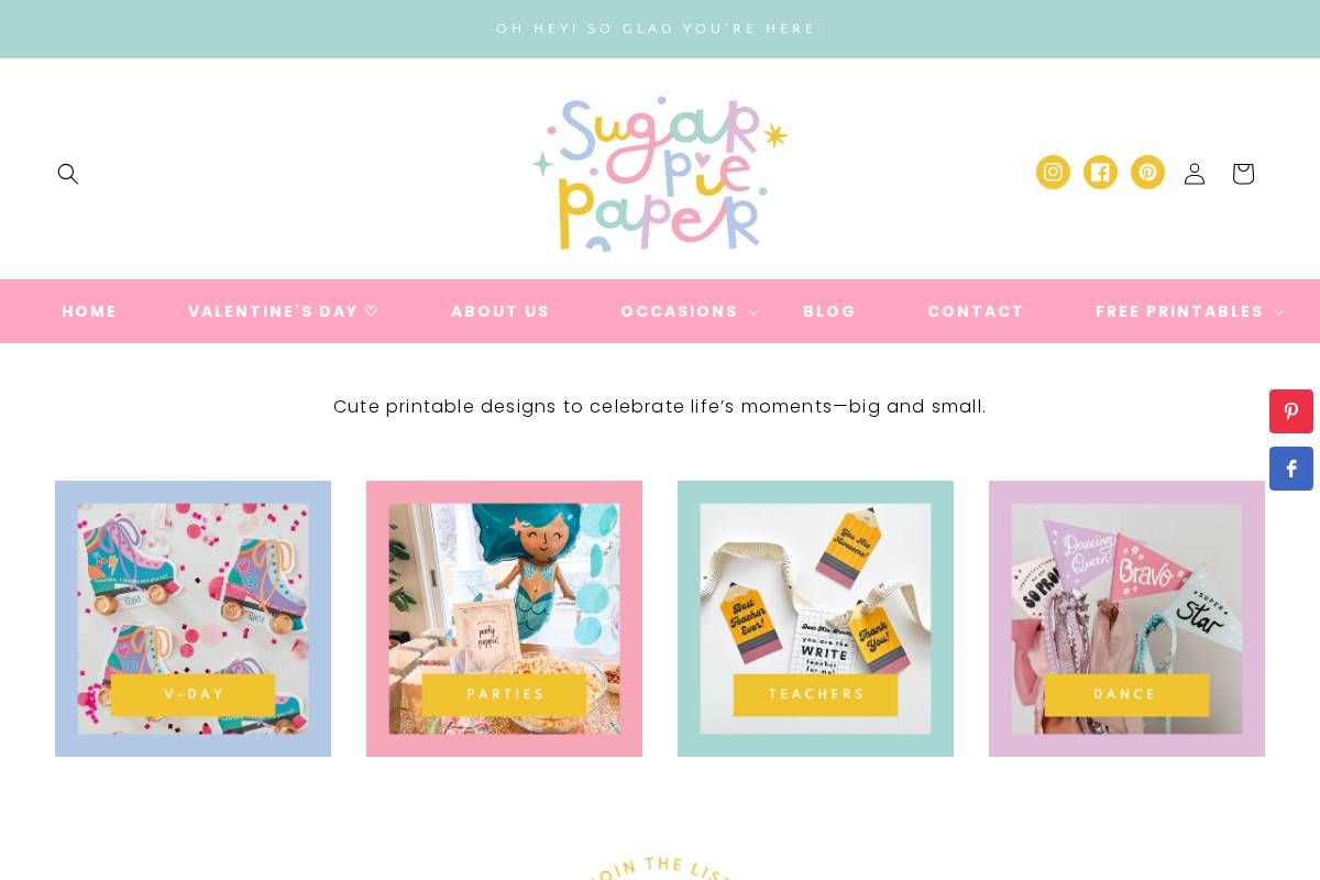 sugarpiepaper.com homepage screenshot