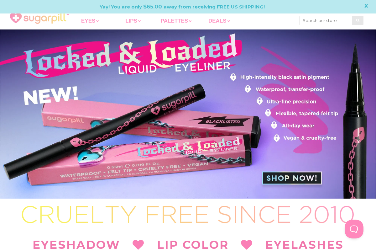 Sugarpill Cosmetics homepage screenshot