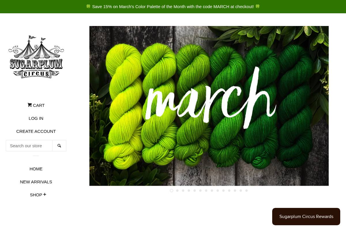 Sugarplum Circus homepage screenshot