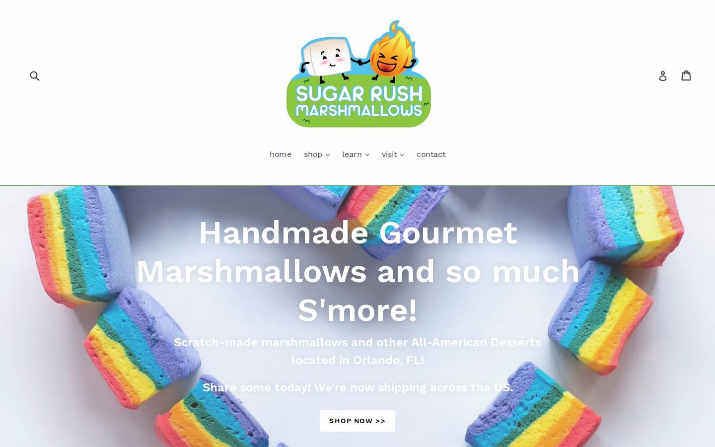 sugarrushmarshmallows.com homepage screenshot