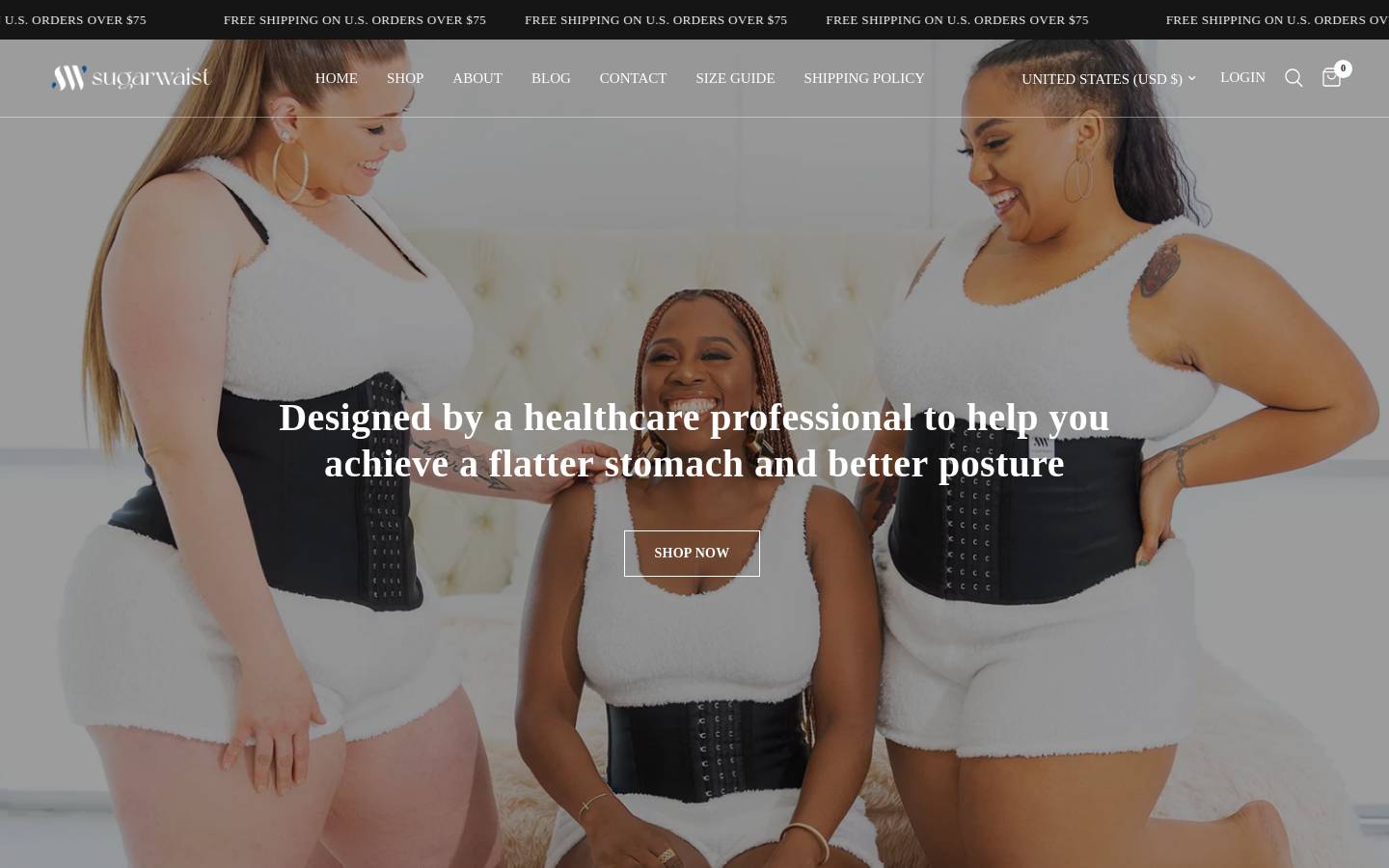sugarwaist.co homepage screenshot