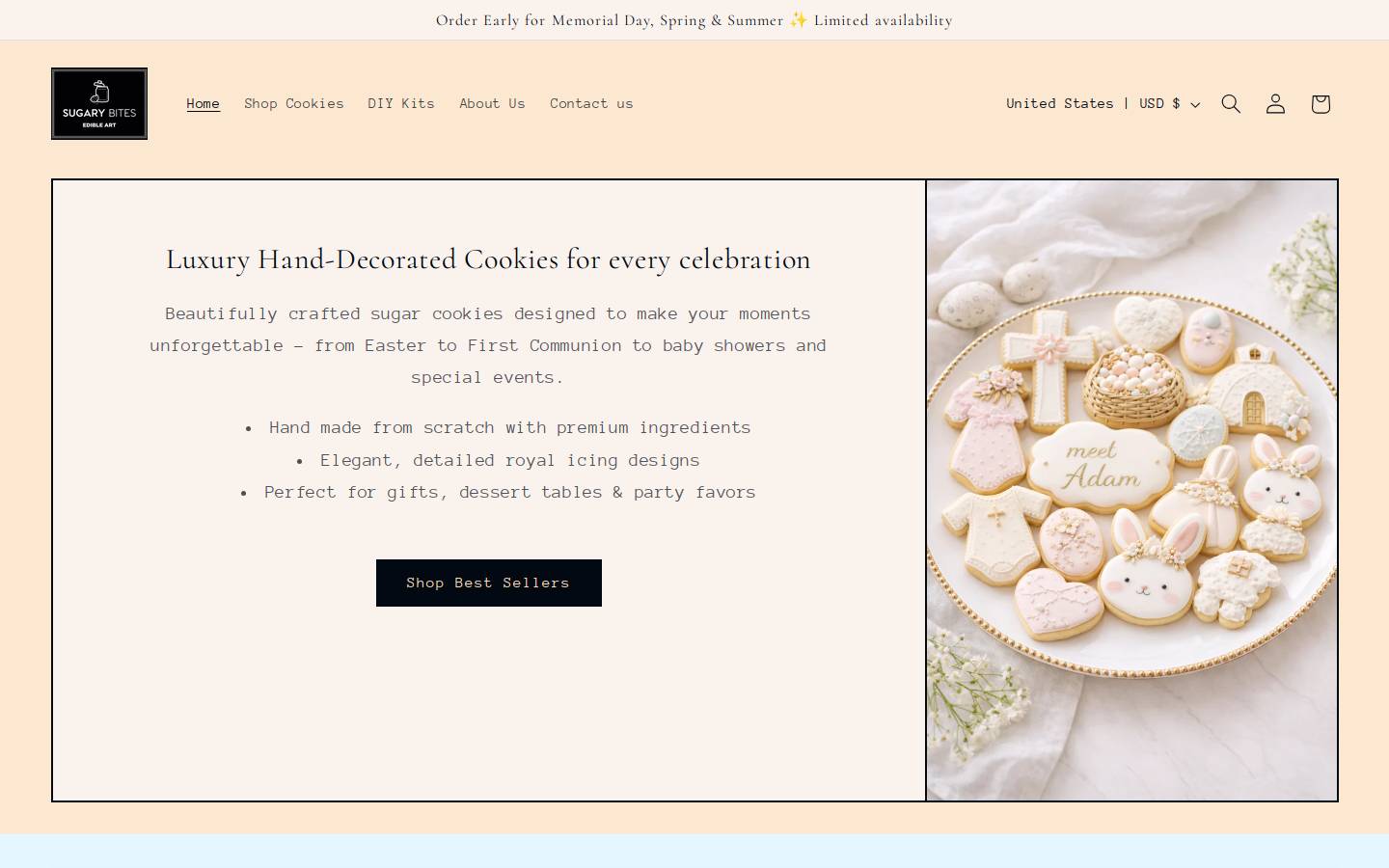 sugarybites.com homepage screenshot