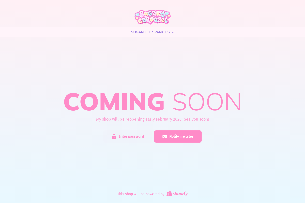 sugarycarousel.com homepage screenshot