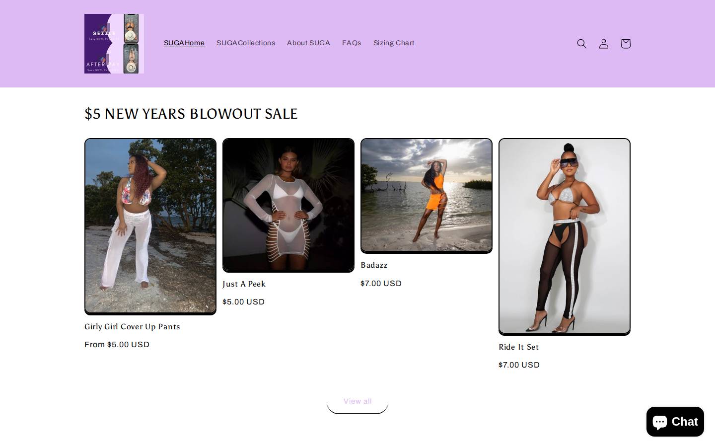 sugaswim.com homepage screenshot