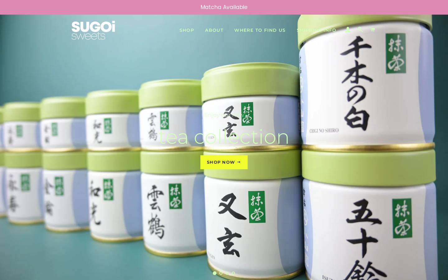 sugoisweets.com homepage screenshot