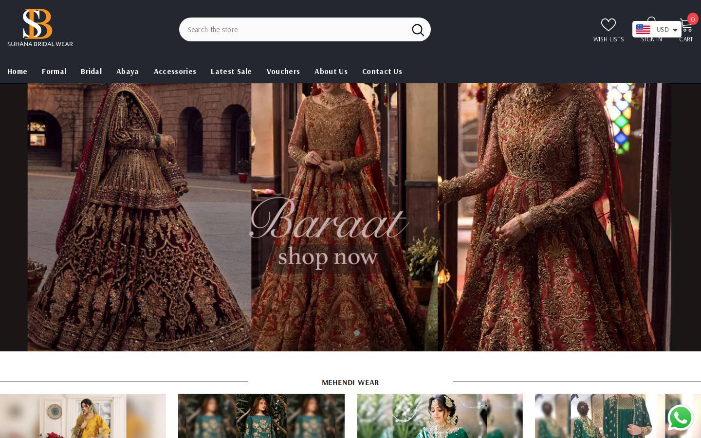 suhanabridalwear.com homepage screenshot