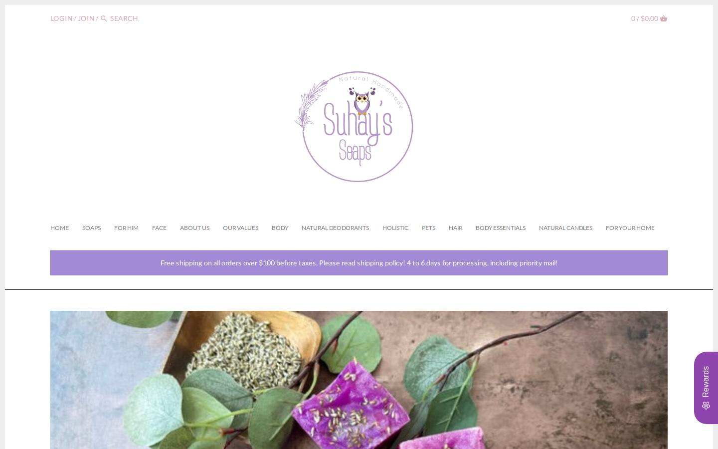suhayssoaps.com homepage screenshot