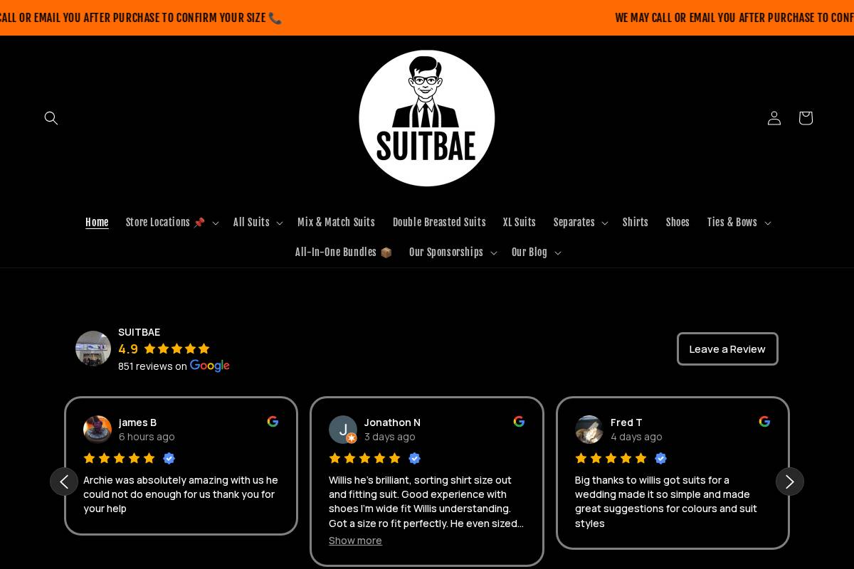 Suitbae homepage screenshot