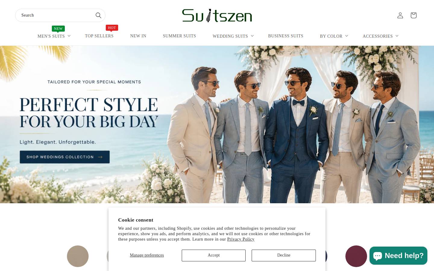suitszen.com homepage screenshot