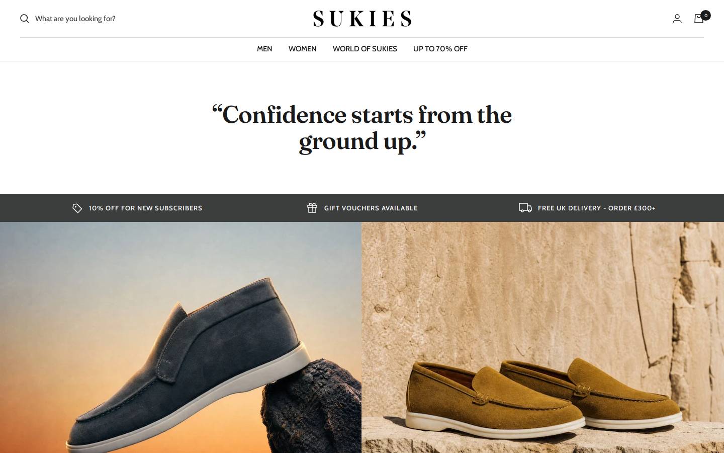 Sukie's Shoes homepage screenshot