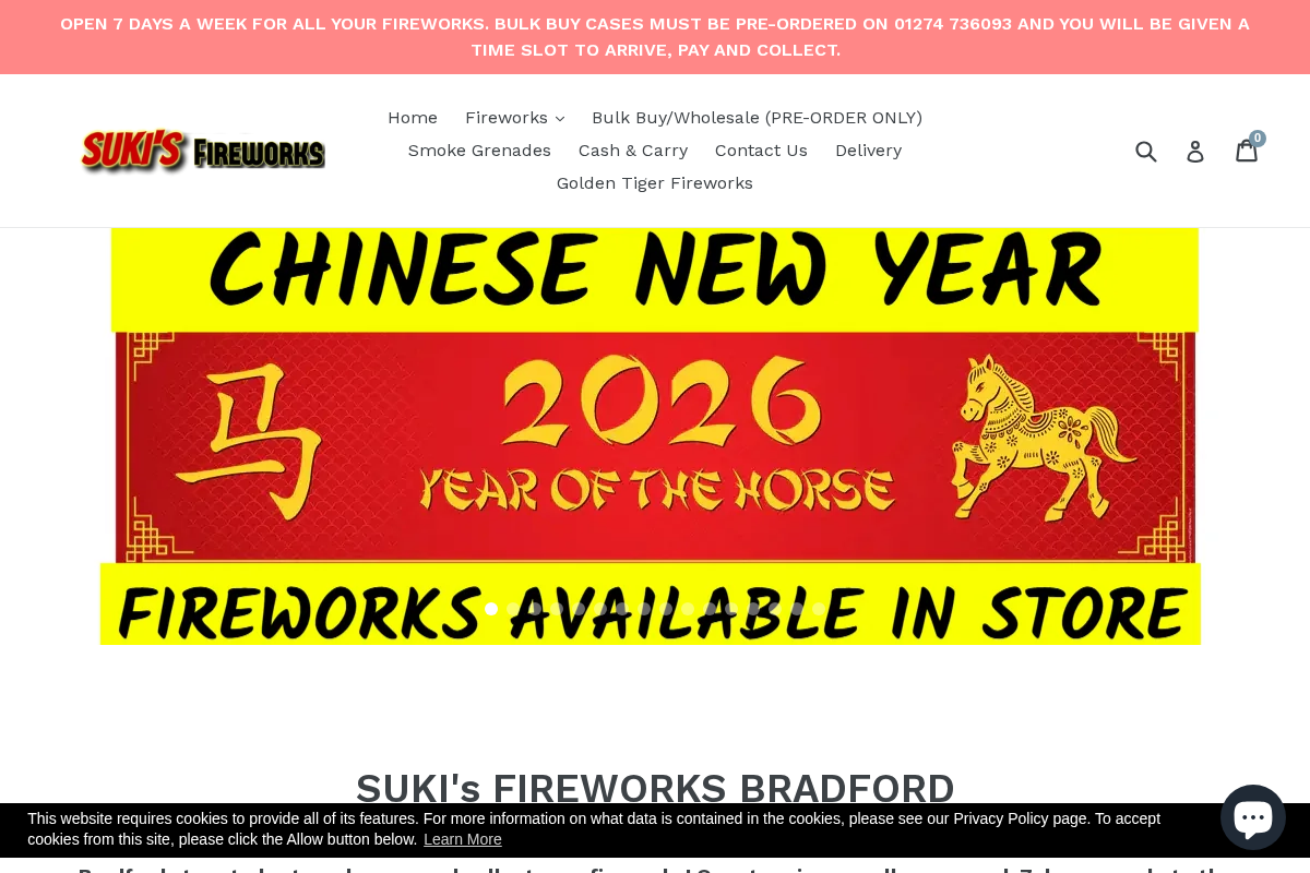 Suki's Fireworks homepage screenshot