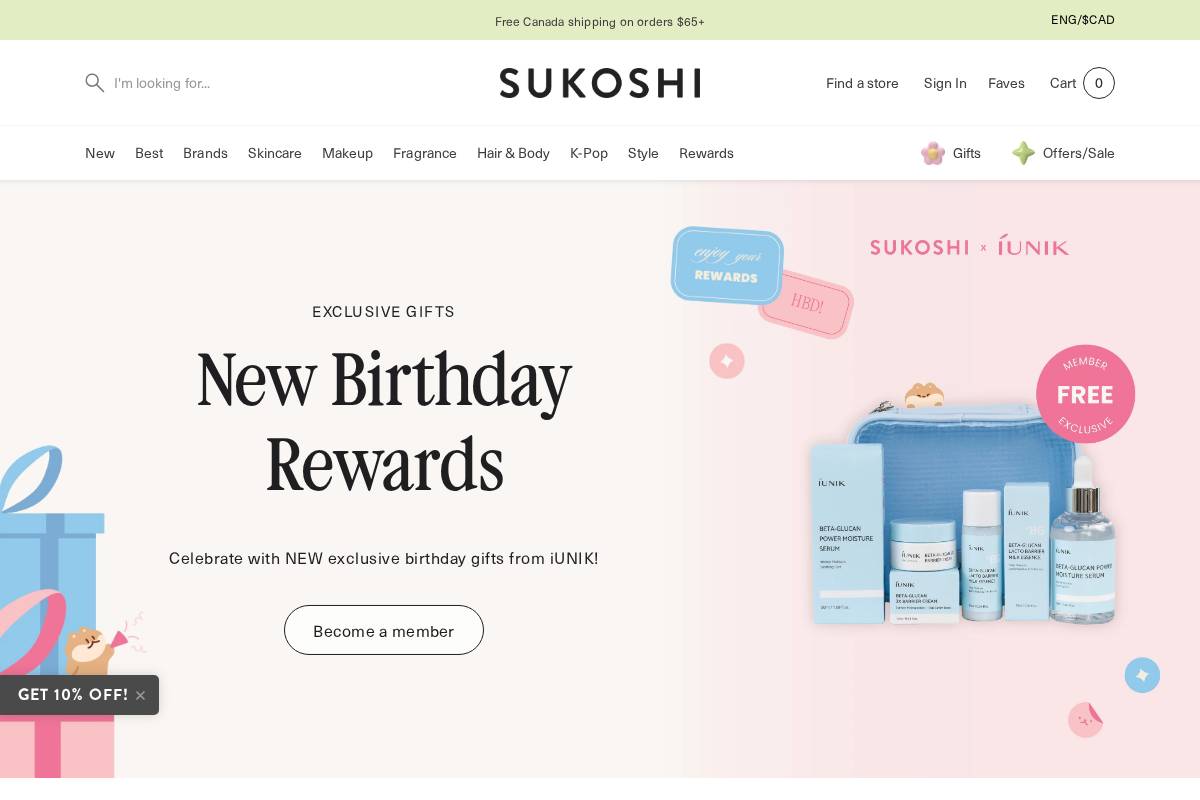 sukoshi.com homepage screenshot